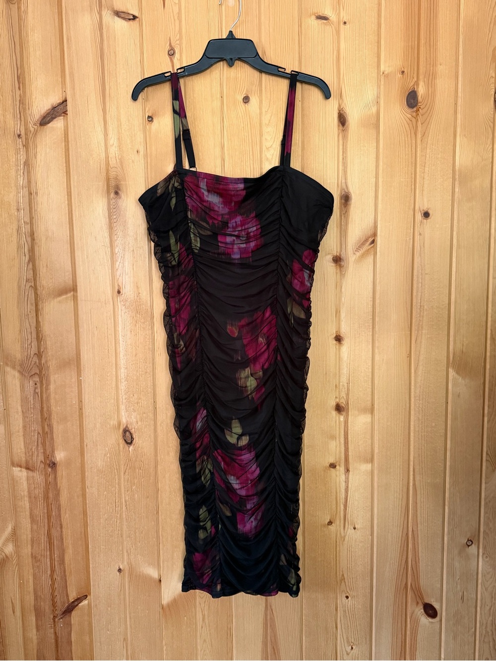 NWT Torrid Black Ruched Midi Dress with Floral Print